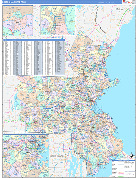Boston-Cambridge-Newton Metro Area Wall Map